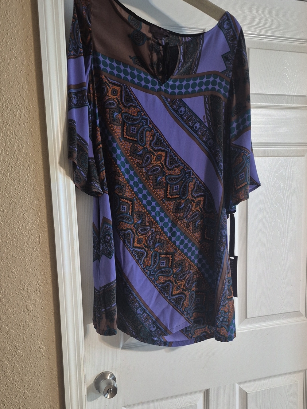 Hale Bob Lavender and Brown Paisley Dress